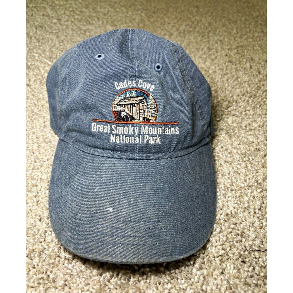 Vintage Cades Cove Gray Great Smoky Mountains Embroidered Cap